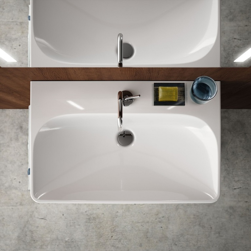 Product lifestyle image from above of Geberit Smyle Square 600mm Washbasin - 500.229.01.1